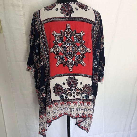 Angie Boho Oversized Kimono style Floral Top Cover Up Small - Picture 4 of 7
